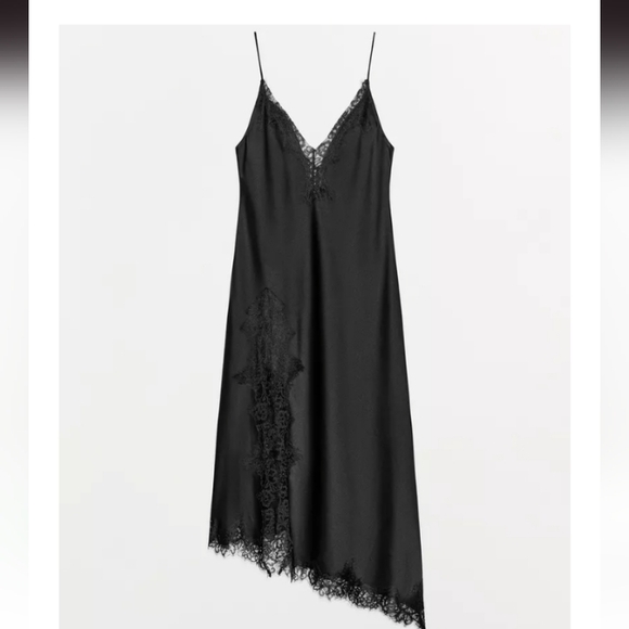 Zara ZW Collection Satin Lace Dress - Picture 7 of 8